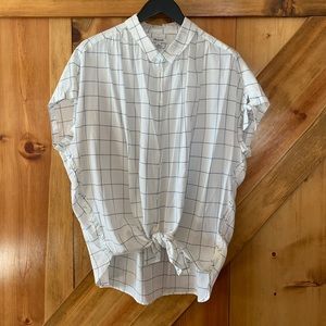 Madewell White and Blue Button Down Shirt